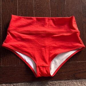 High-Waisted Red Bikini Bottoms